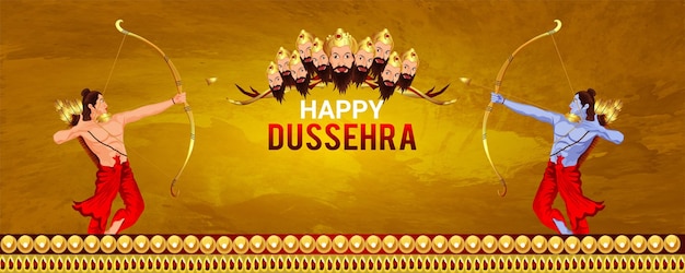 Hindu festival happy dussehra background with vector illustration