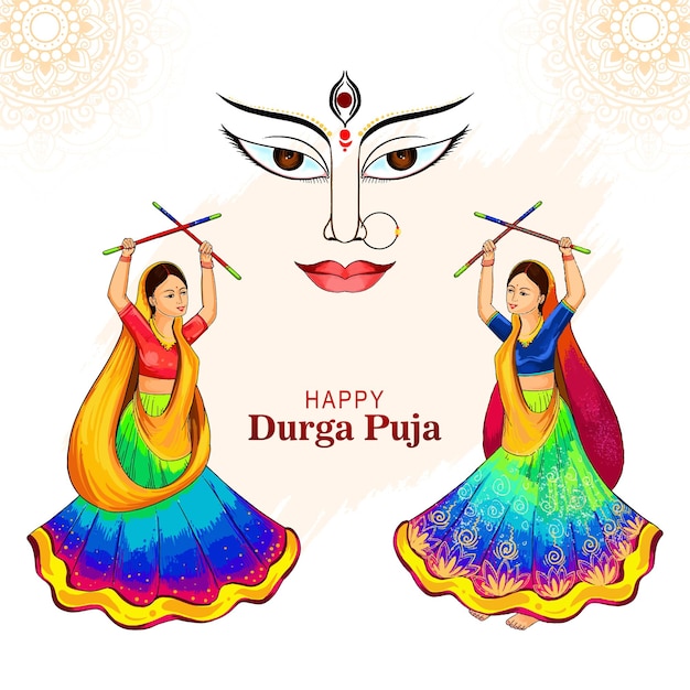 Hindu festival shubh navratri or durga puja celebration card background