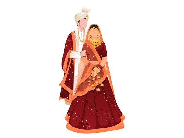 Hindu newly wed couple illustration