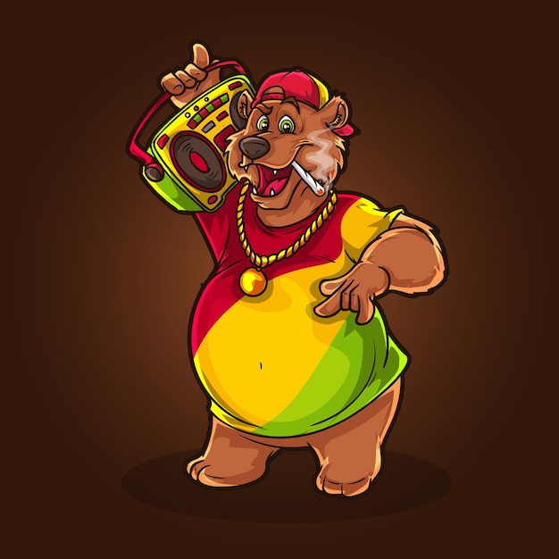 Hip hop bear teddy with weed joint stoner dance music.