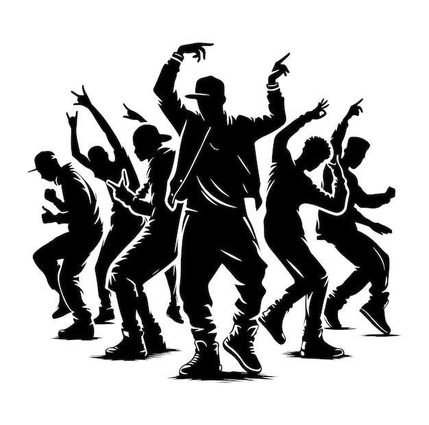 hip hop dancer silhouette vector illustration