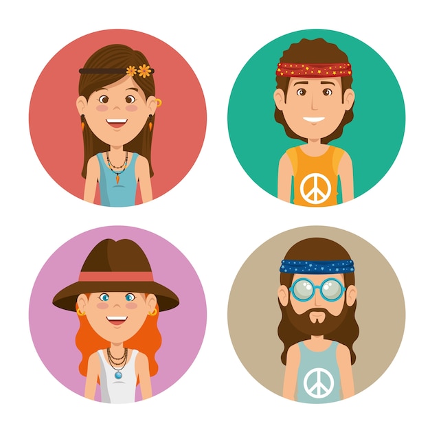 Hippie people cartoon