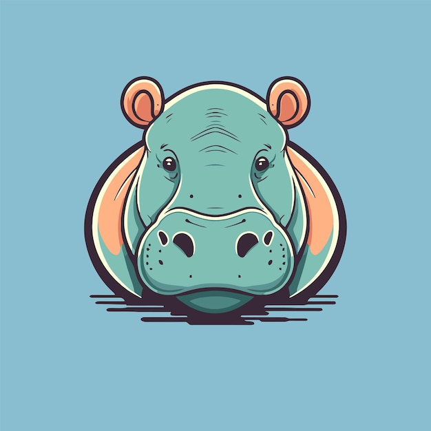 Hippo character logo mascot wild animal hippopotamus in vector cartoon