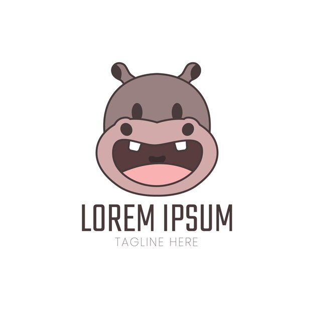 Hippo head logo icon illustration