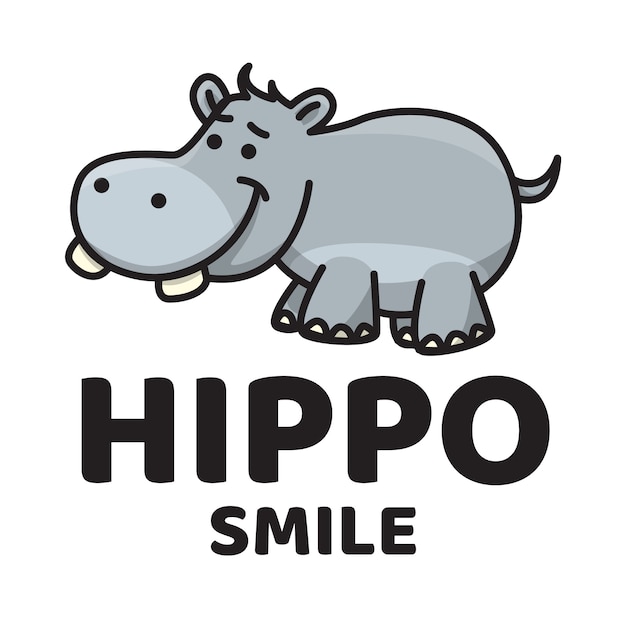 Hippo Smile Cute Logo 