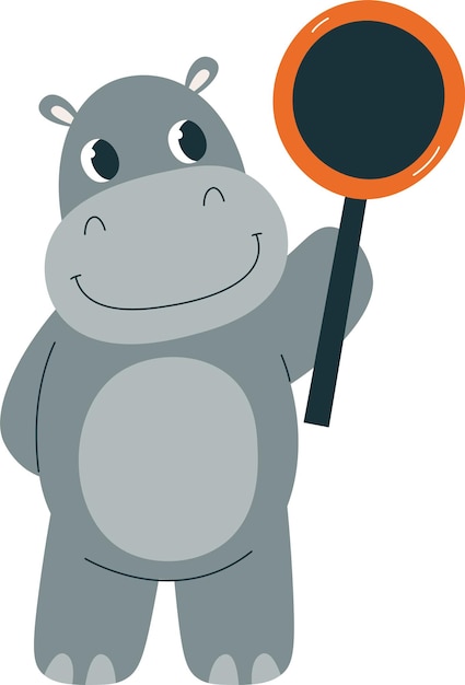 Vector hippo with placard