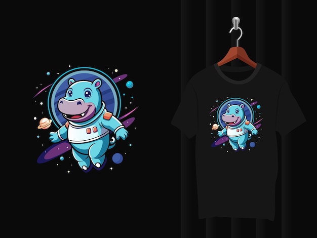 Hippopotamus Astronaut t shirt design artwork