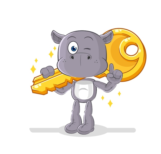 Hippopotamus carry the key mascot cartoon vector