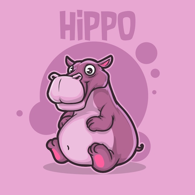 Hippopotamus cute baby animal hippo wildlife mascot cartoon logo character editable