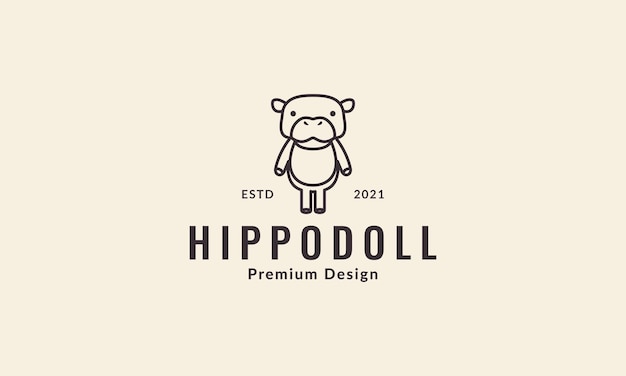 Hippopotamus doll logo symbol vector icon illustration design