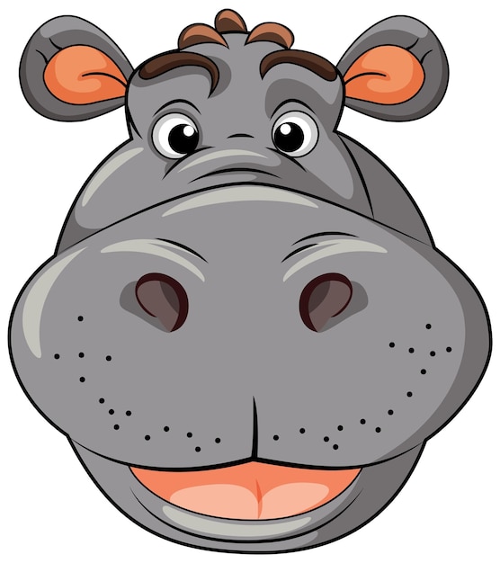 Hippopotamus Face In Cartoon Style