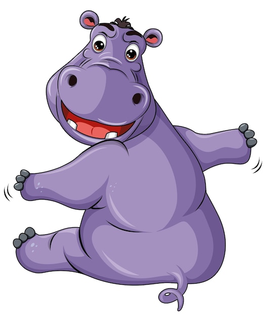 Hippopotamus In Funny Cartoon Style