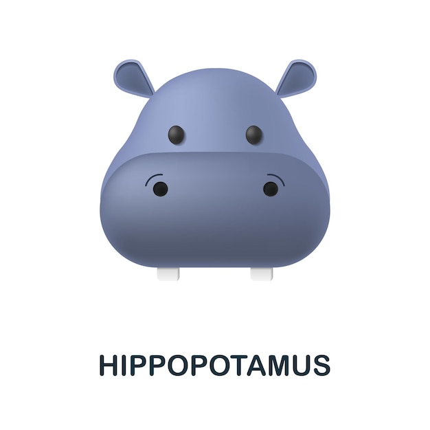 Hippopotamus icon 3d illustration from animal head collection Creative Hippopotamus 3d icon for web design templates infographics and more