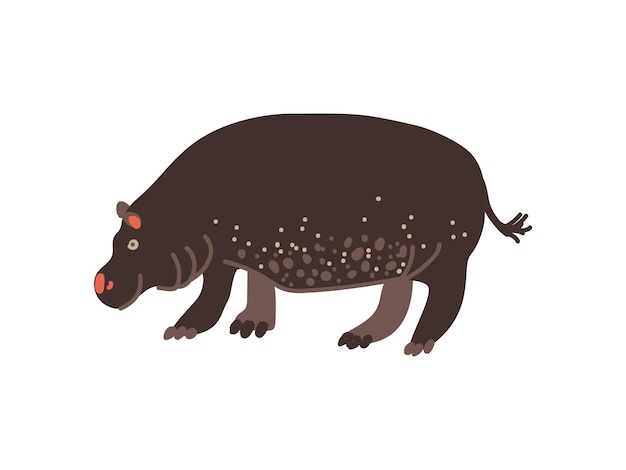 Hippopotamus Wild Exotic African Animal Vector Illustration on White Background