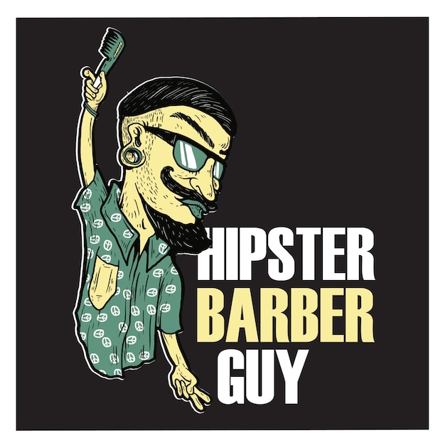 Vector hipster barber guy illustration