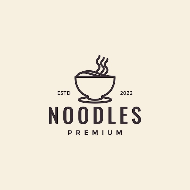 Hipster bowl noodle logo design