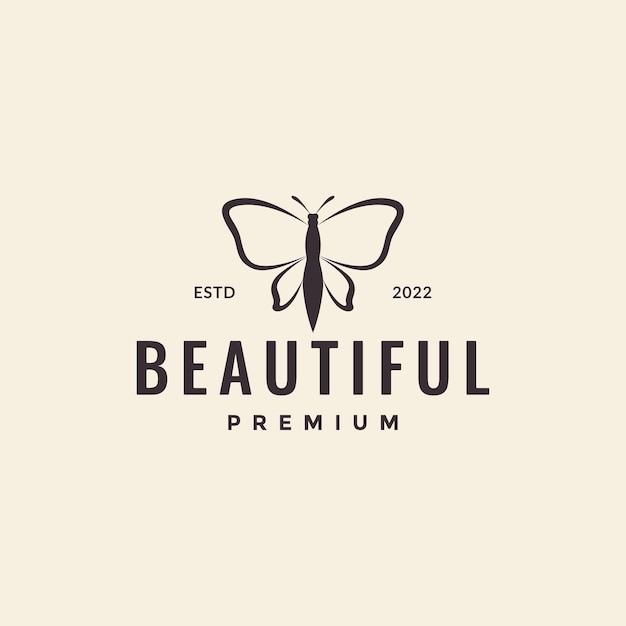 Hipster butterfly vintage logo design