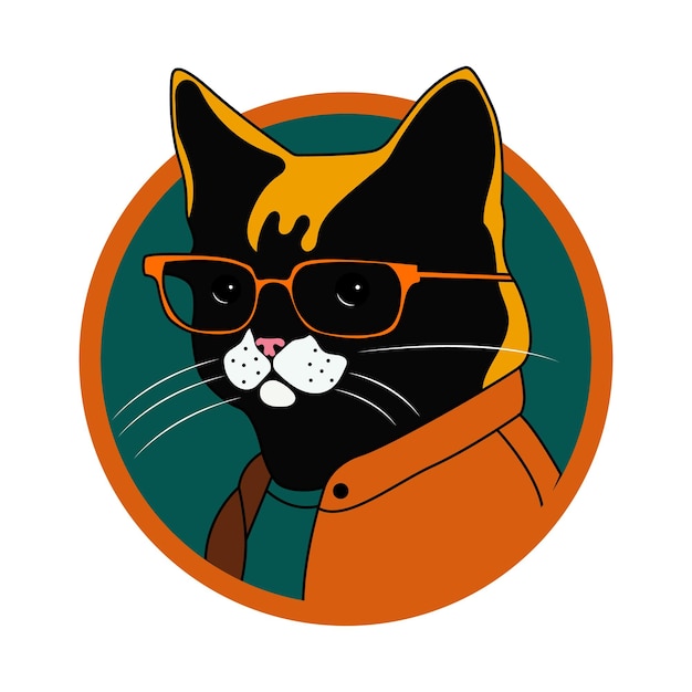 Hipster cat with glasses vector art