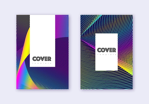 Hipster cover design template set Rainbow abstrac