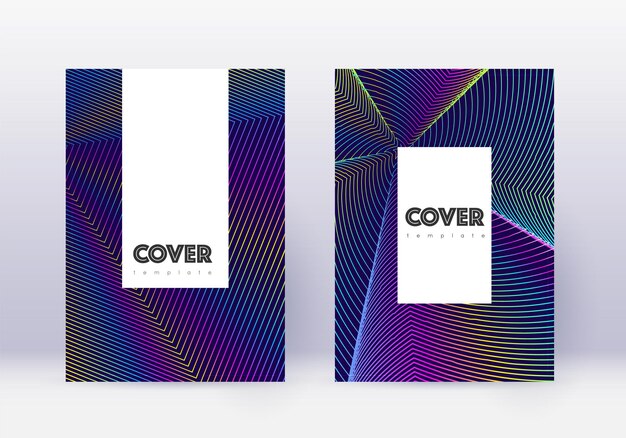 Hipster cover design template set Rainbow abstrac