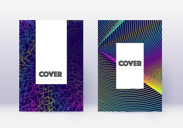 Hipster cover design template set Rainbow abstrac