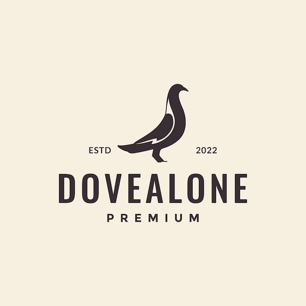 Hipster dove bird logo design