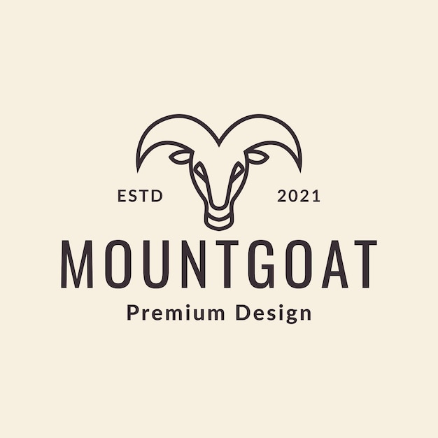 Vector hipster face mountain goat logo design vector graphic symbol icon illustration creative idea