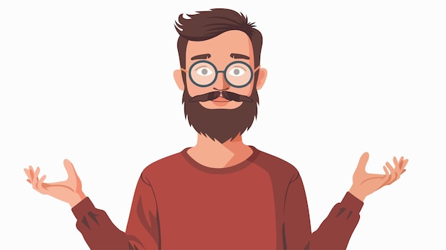 Vector hipster guy in male hands flat style vector isolated