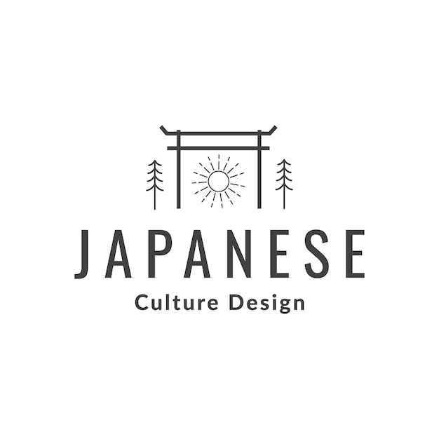 Hipster japan torii with sun logo design vector graphic symbol icon illustration creative idea