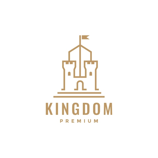 Hipster kingdom castle flag logo design