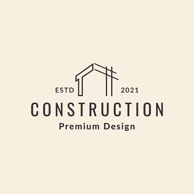 Hipster line construction home logo symbol icon vector graphic design illustration idea creative