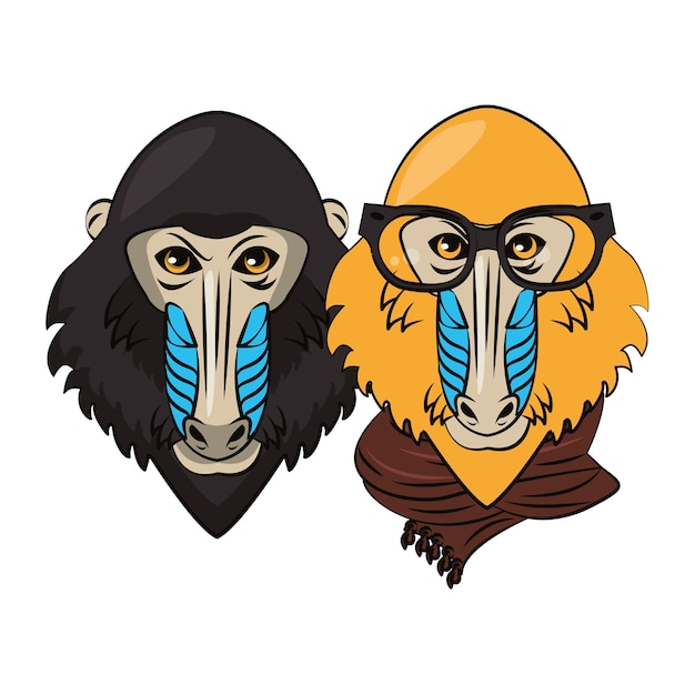 Hipster mandrills cool sketch