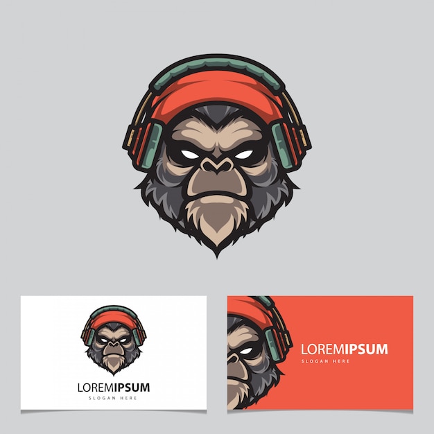 Hipster Monkey Head Mascot Logo Template