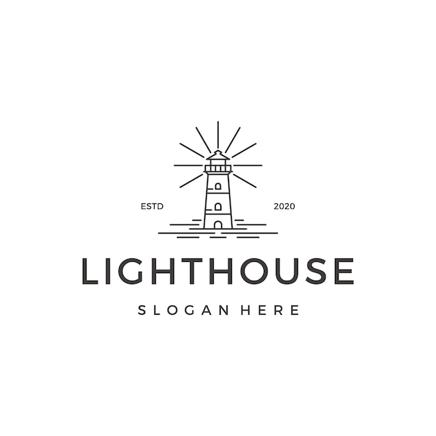 Hipster Monoline Lighthouse Logo Design