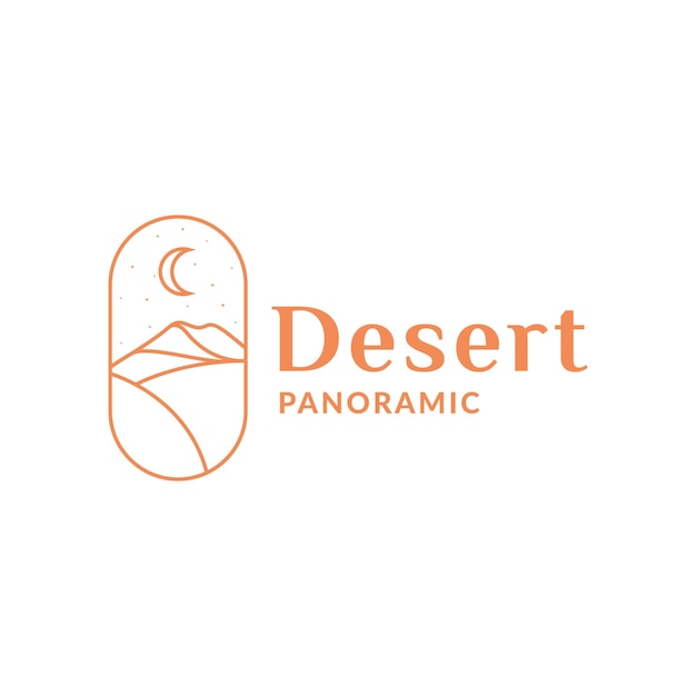 Hipster mountain desert with crescent logo design vector graphic symbol icon illustration creative