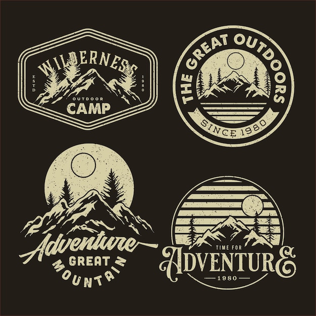 hipster mountain rustic badge design for tshirt set collection of vintage adventure badge