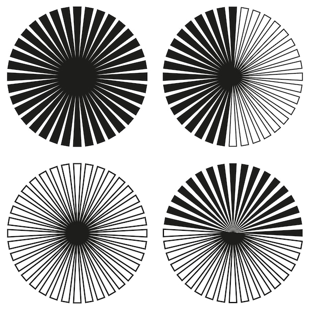 Hipster radial lines circles set Vector illustration