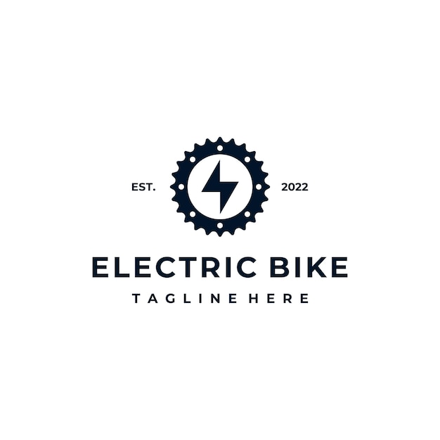 Hipster Retro Electric Bike Gear Lightning Bolt Thunder Logo Design Inspiration