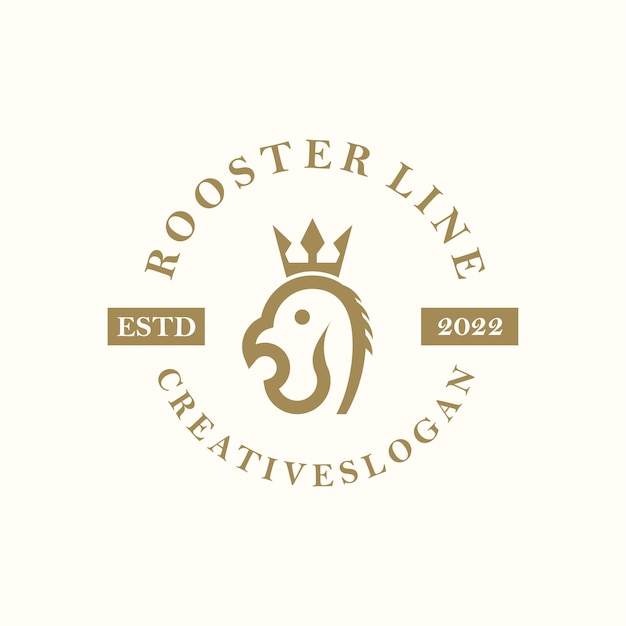 Hipster rooster vintage retro logo minimalist