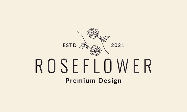 Hipster rose flower simple logo symbol vector icon illustration graphic design