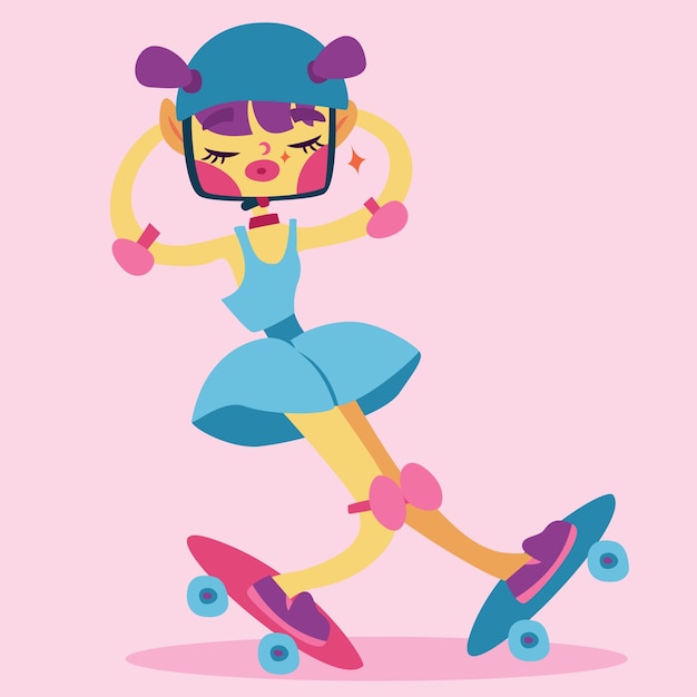 A hipster skater boy colorful vector cartoon character.