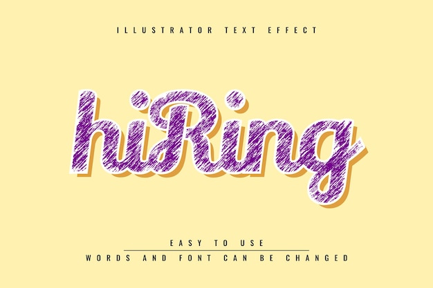 hiring  editable 3d text effect design