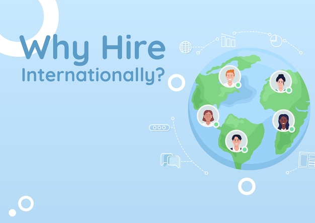 Hiring international remote employees flat vector banner template