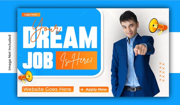 Vector hiring promotional banner template design