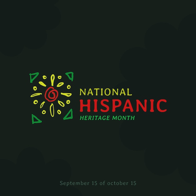 Hispanic heritage month Abstract logo design in retro style geometry hand drawn