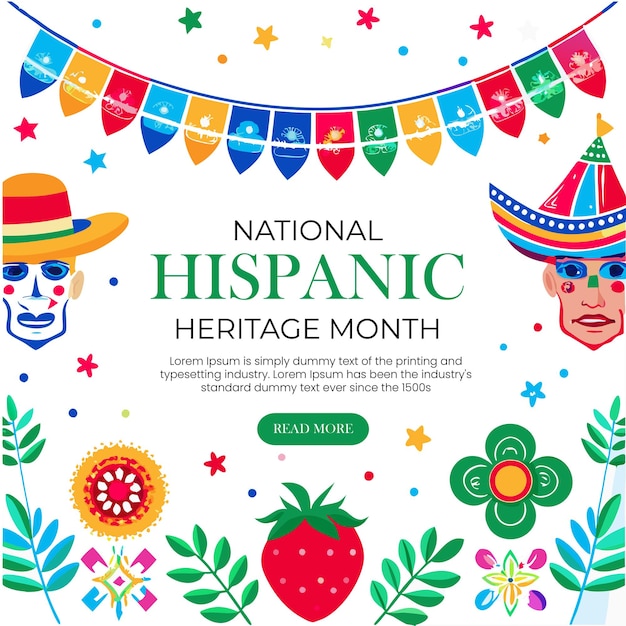 Hispanic heritage month banner illustrations