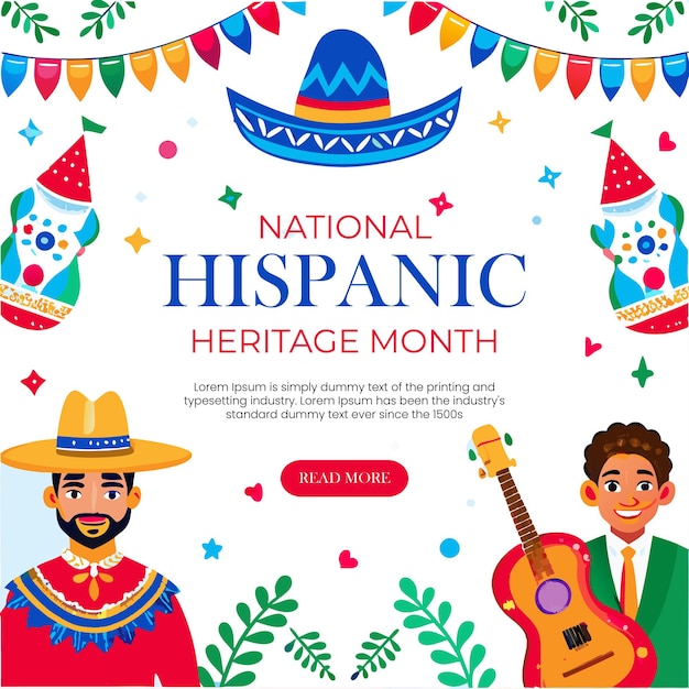 Hispanic heritage month banner illustrations