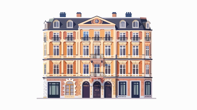 Vector historic european building facade illustration flat design