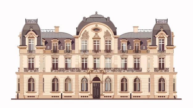 Vector historic european building facade illustration flat design