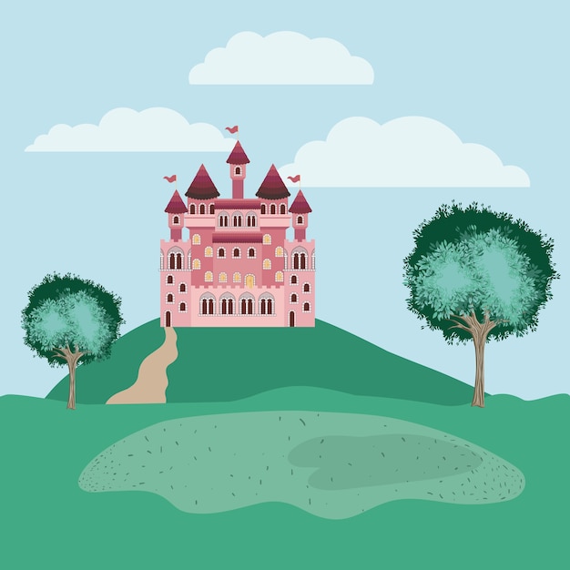 history castle in the landscape scene 